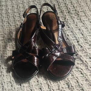 Sofft Dark Brown Leather Sandals
